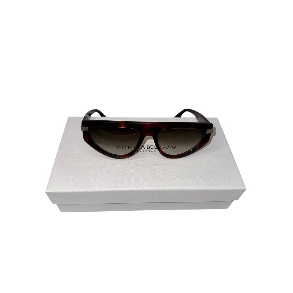 Victoria Beckham Sunglasses Womens OS Dark Havana VB685S Flat Top Tortoise Shell